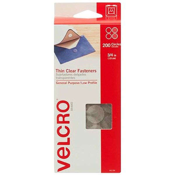 Box Partners Box Partners VEL151 0.75 in. Dots Clear Cloth Hook & Eye Brand Tape Combo Pack VEL151 - main